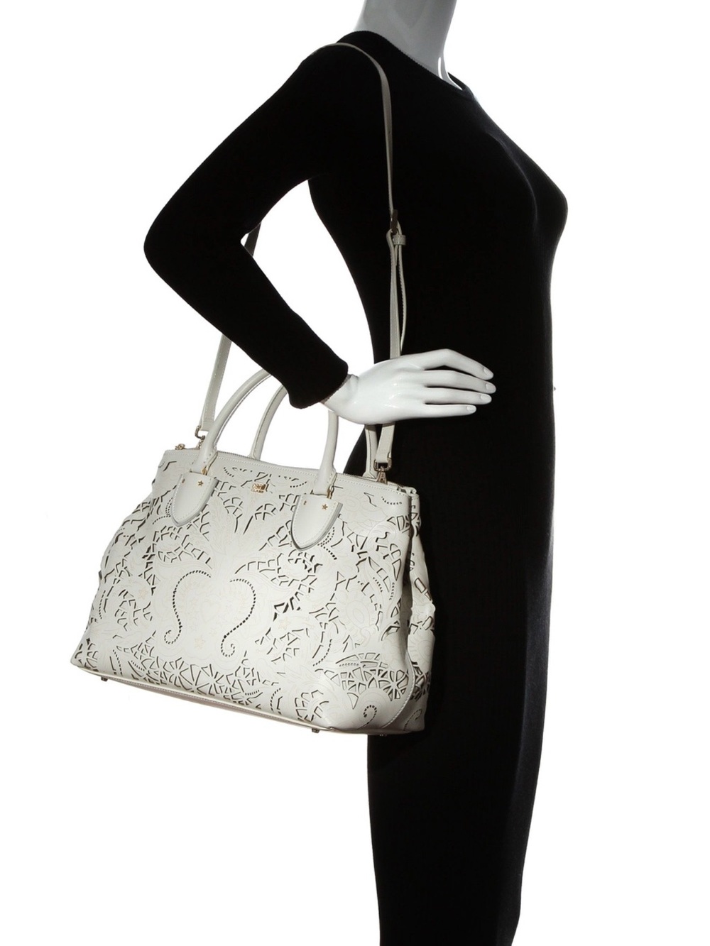 Cavalli Class By Roberto Cavalli Stardust Med Bucket Bag Off White - Picture 10 of 11